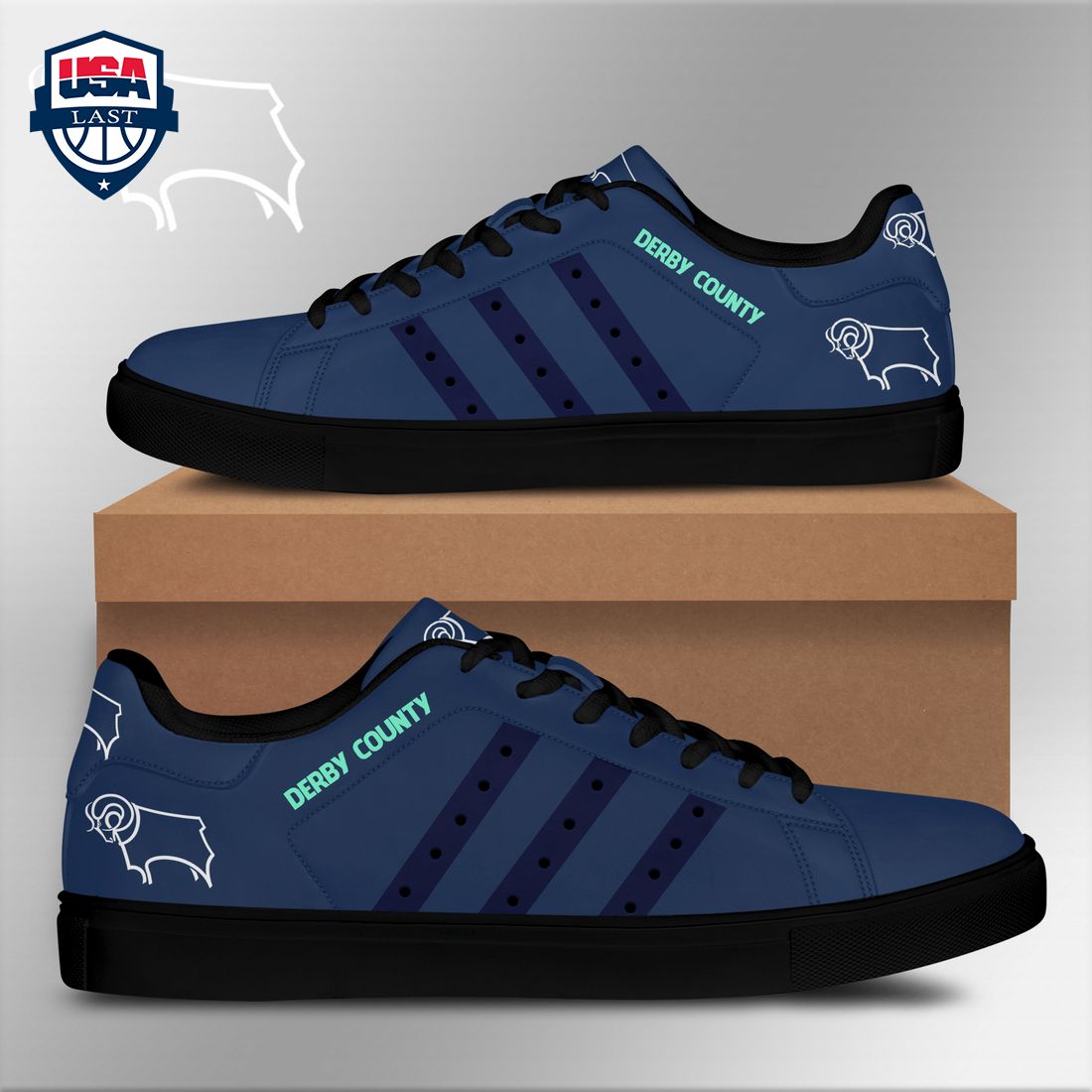 Derby County FC Navy Stripes Stan Smith Low Top Shoes – Saleoff