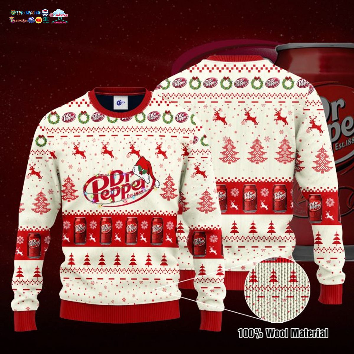Dr Pepper Santa Hat Ugly Christmas Sweater
