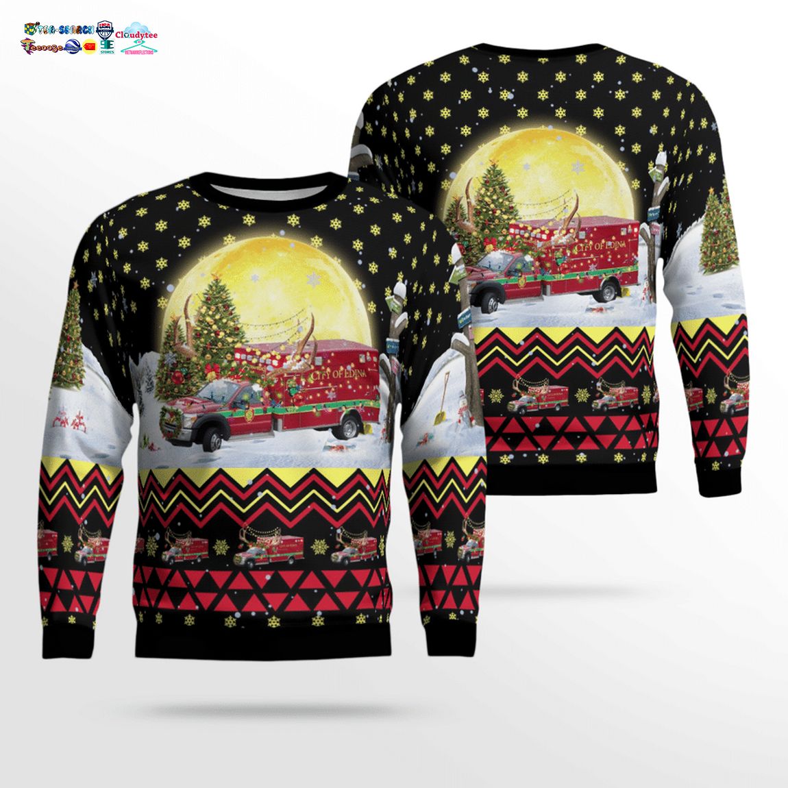 Edina Fire Department Ambulance M92 3D Christmas Sweater – Saleoff