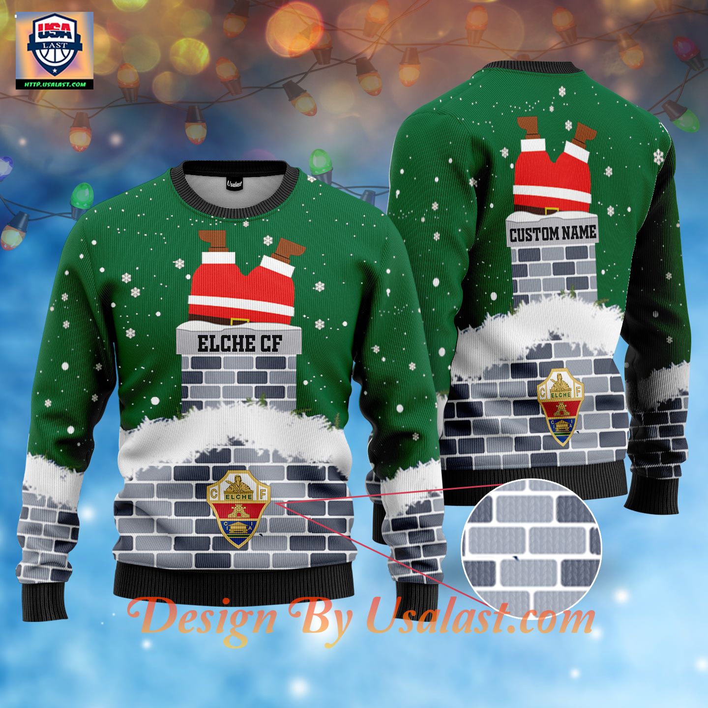 Elche CF Santa Claus Custom Name Ugly Christmas Sweater – Usalast