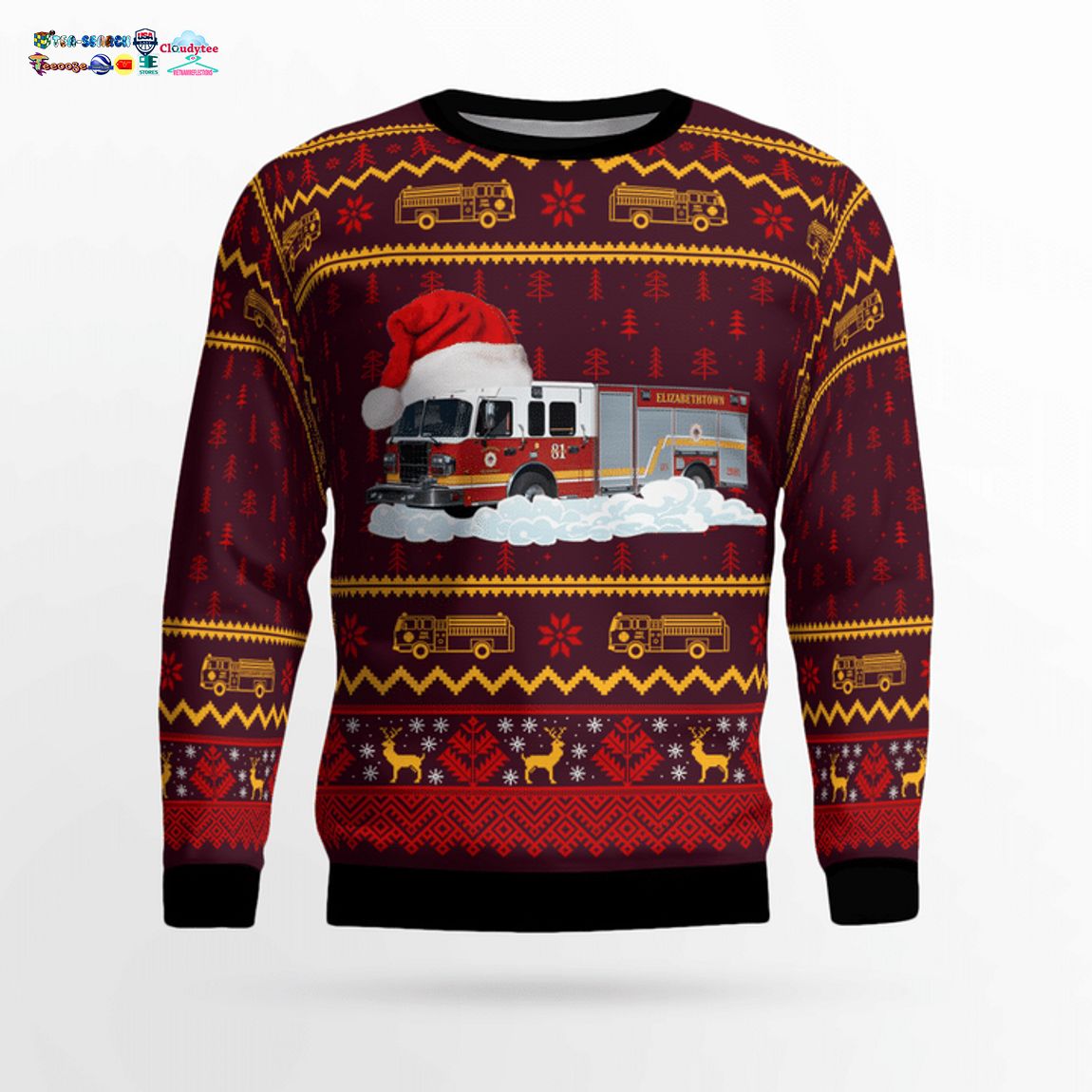 Elizabethtown Fire Department Fire Truck 2081 3D Christmas Sweater