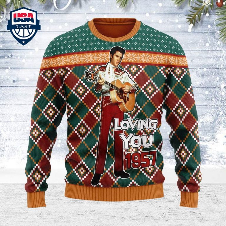 Elvis Presley Loving You 1957 Ugly Christmas Sweater - Studious look