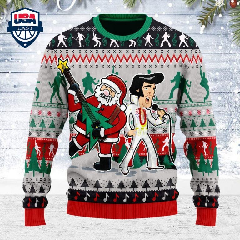 Elvis Presley With Santa Ugly Christmas Sweater - You look beautiful forever