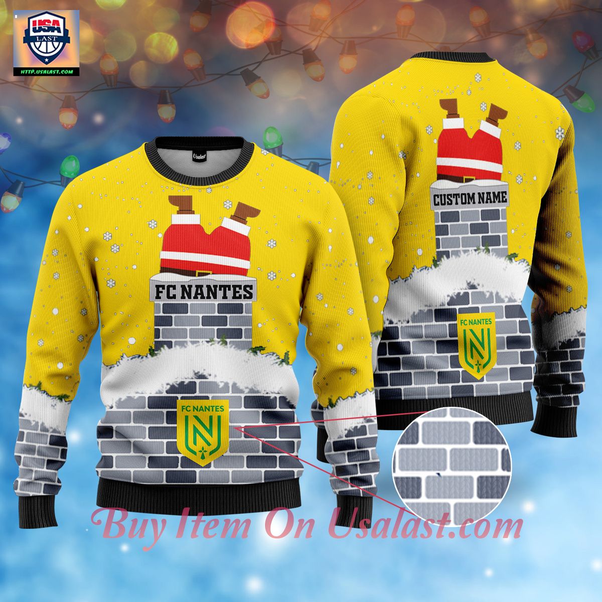 FC Nantes Santa Claus Custom Name Ugly Christmas Sweater – Usalast
