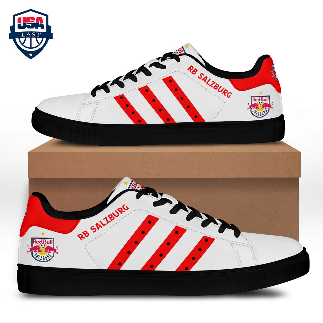 FC Red Bull Salzburg Red Stripes Stan Smith Low Top Shoes – Saleoff