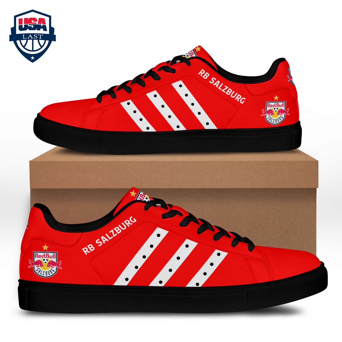 FC Red Bull Salzburg White Stripes Stan Smith Low Top Shoes – Saleoff