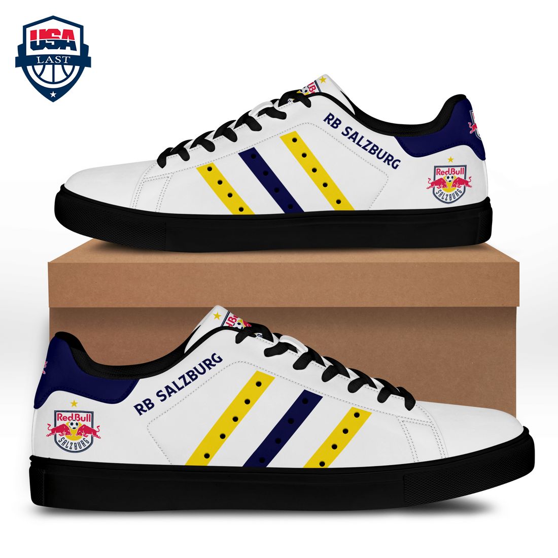 FC Red Bull Salzburg Yellow Navy Stripes Stan Smith Low Top Shoes – Saleoff