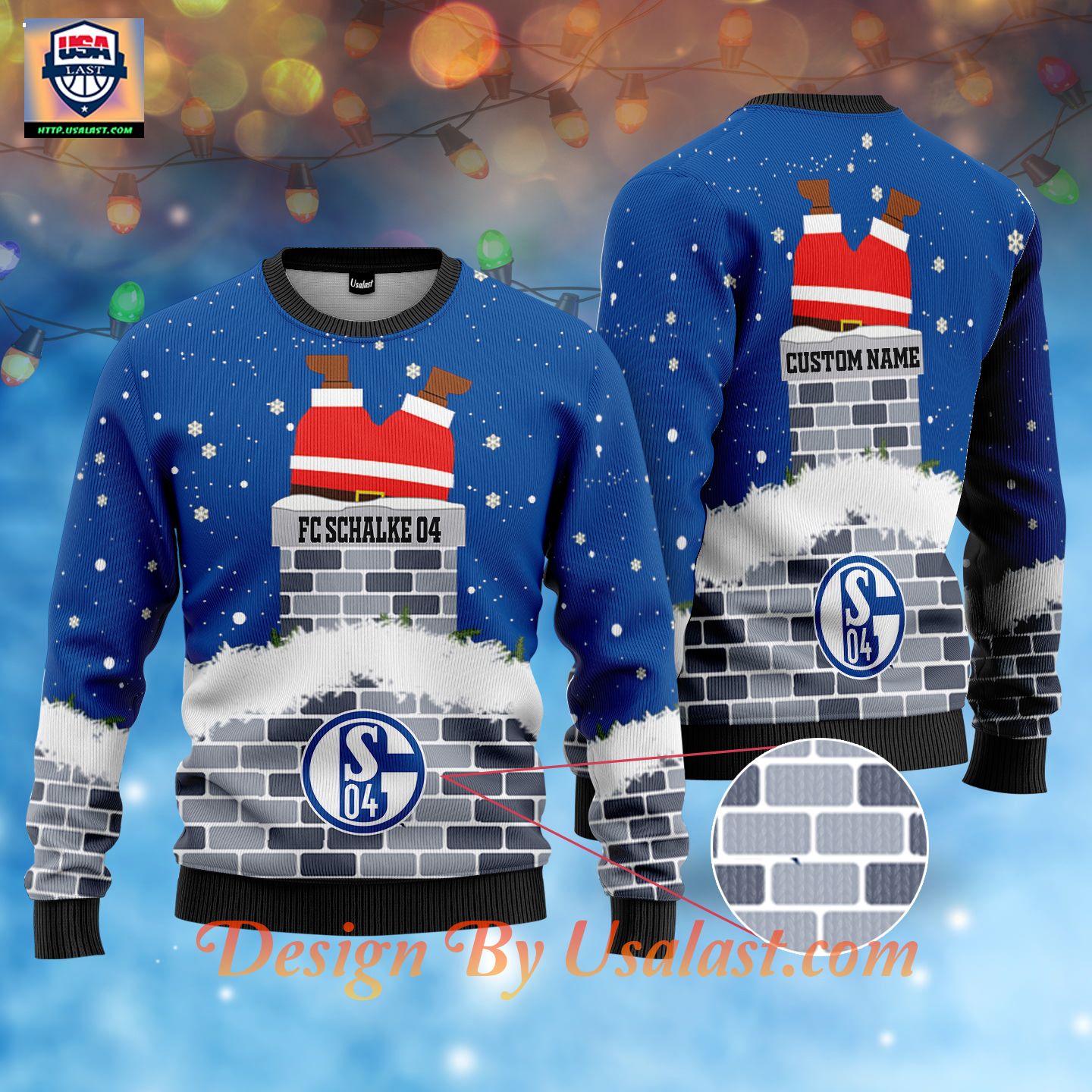 FC Schalke 04 Custom Name Ugly Christmas Sweater – Blue Version – Usalast