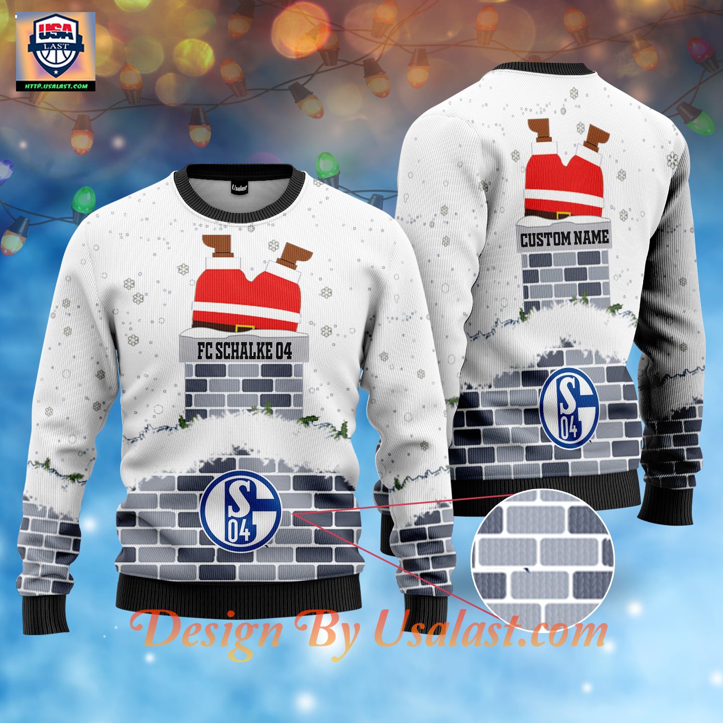 FC Schalke 04 Custom Name Ugly Christmas Sweater – White Version – Usalast