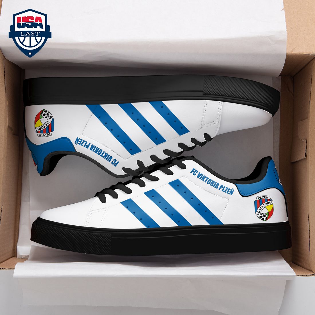 FC Viktoria Plzen Blue Stripes Stan Smith Low Top Shoes – Saleoff