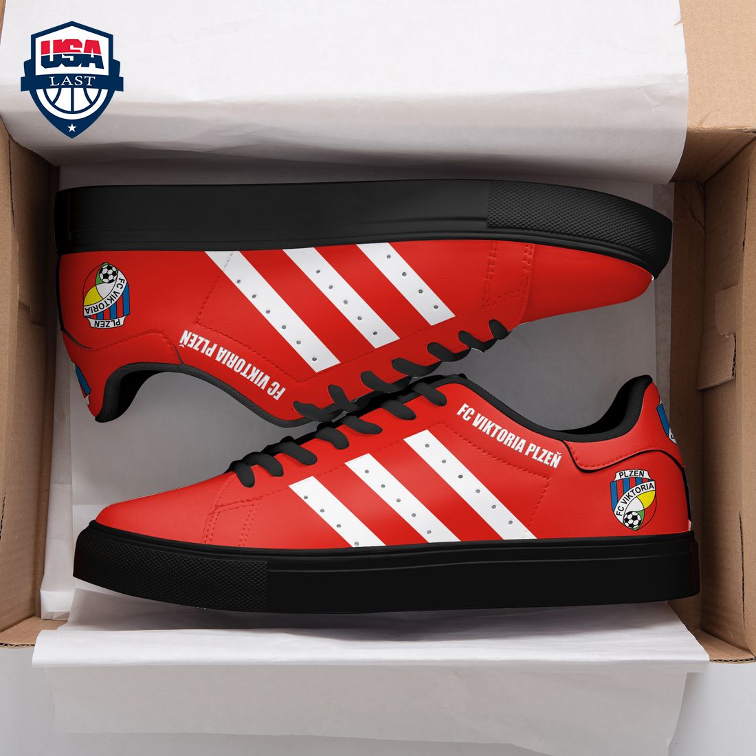FC Viktoria Plzen White Stripes Style 1 Stan Smith Low Top Shoes – Saleoff