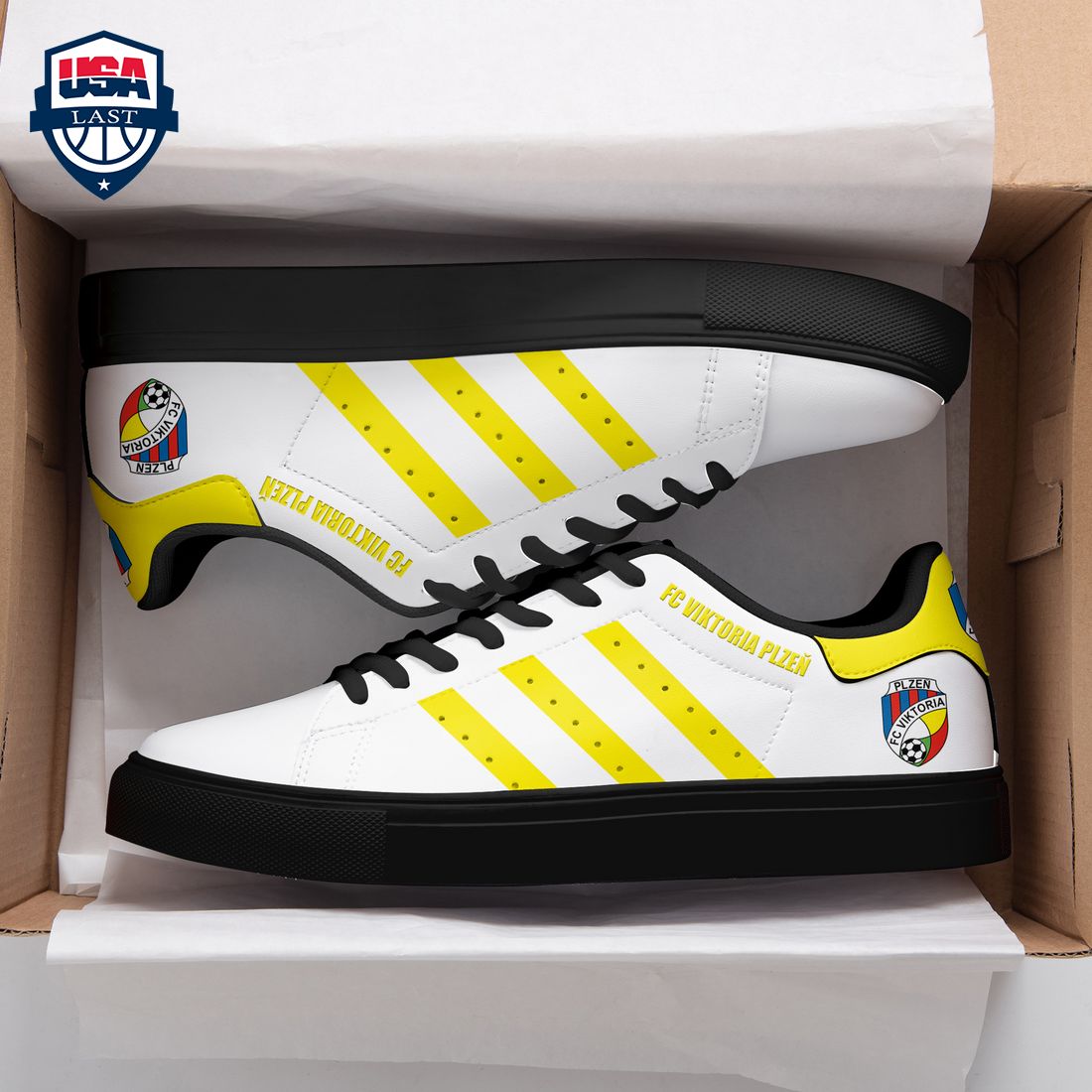 FC Viktoria Plzen Yellow Stripes Stan Smith Low Top Shoes – Saleoff