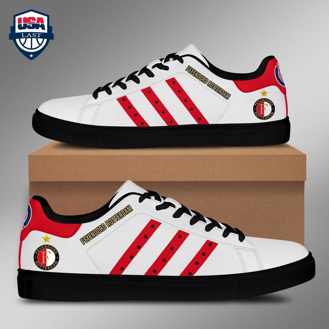 Feyenoord Rotterdam Red Stripes Stan Smith Low Top Shoes – Saleoff