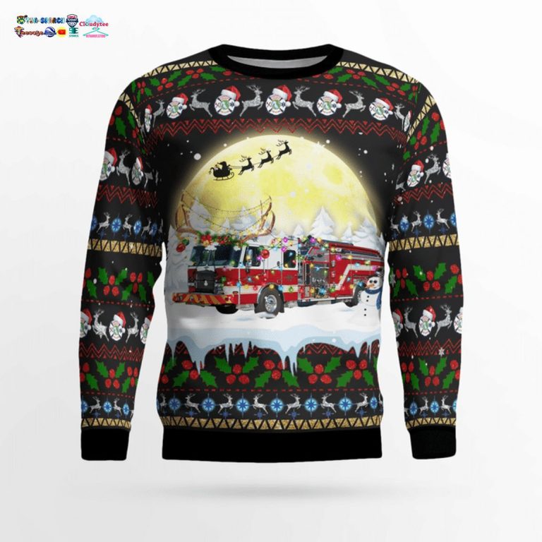 Florida Charlotte County Fire Department 3D Christmas Sweater - Rocking picture