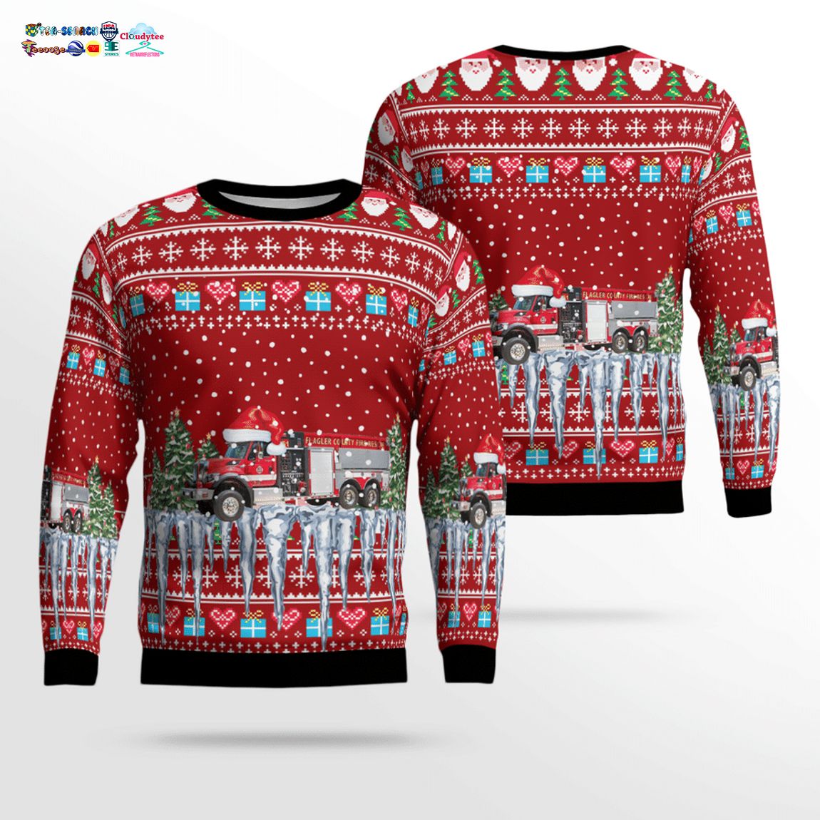 Florida Flagler County Fire Rescue 3D Christmas Sweater – Saleoff