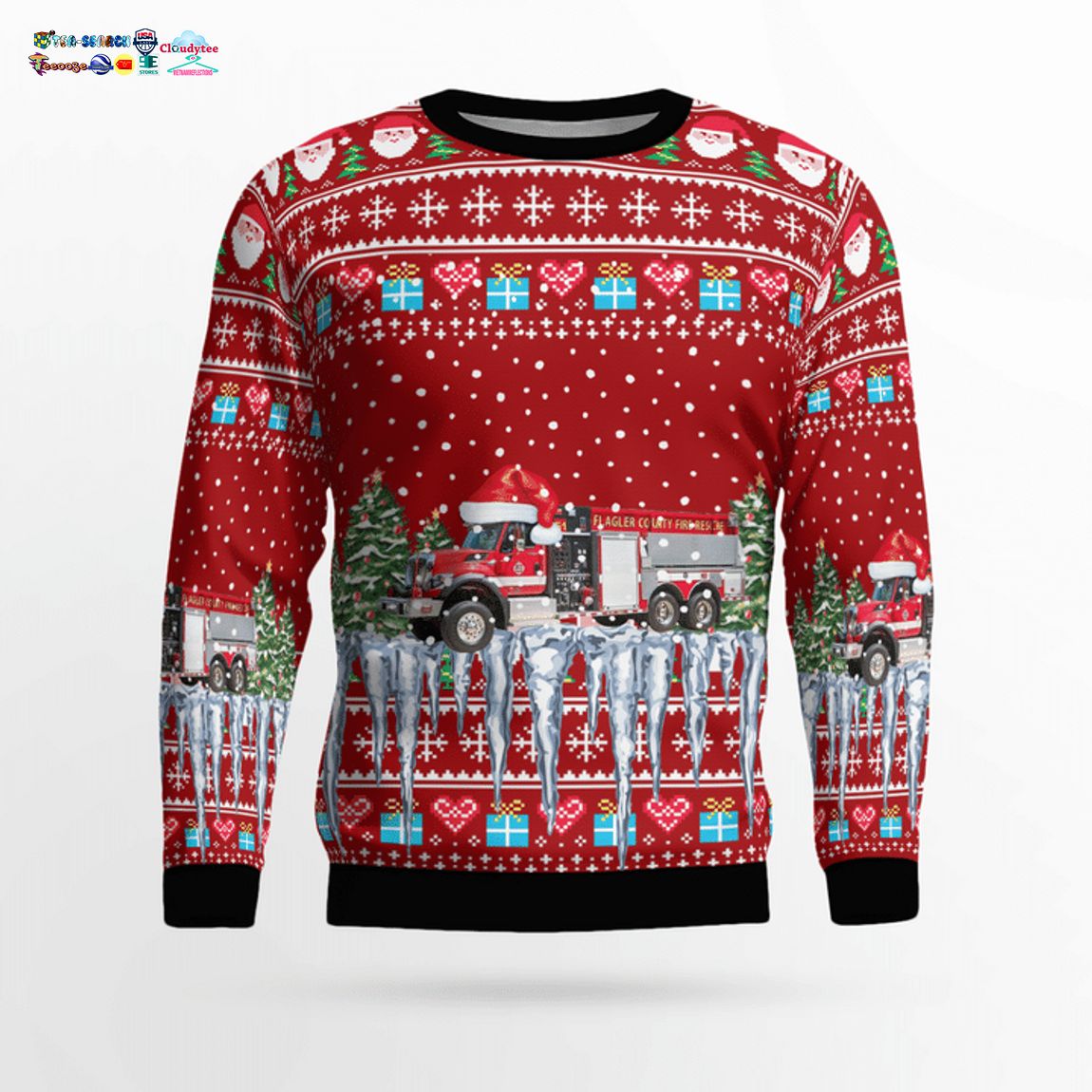Florida Flagler County Fire Rescue 3D Christmas Sweater - Saleoff