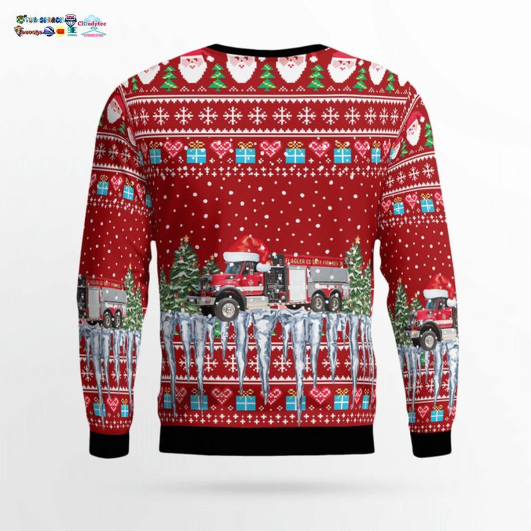 Florida Flagler County Fire Rescue 3D Christmas Sweater - My friend and partner