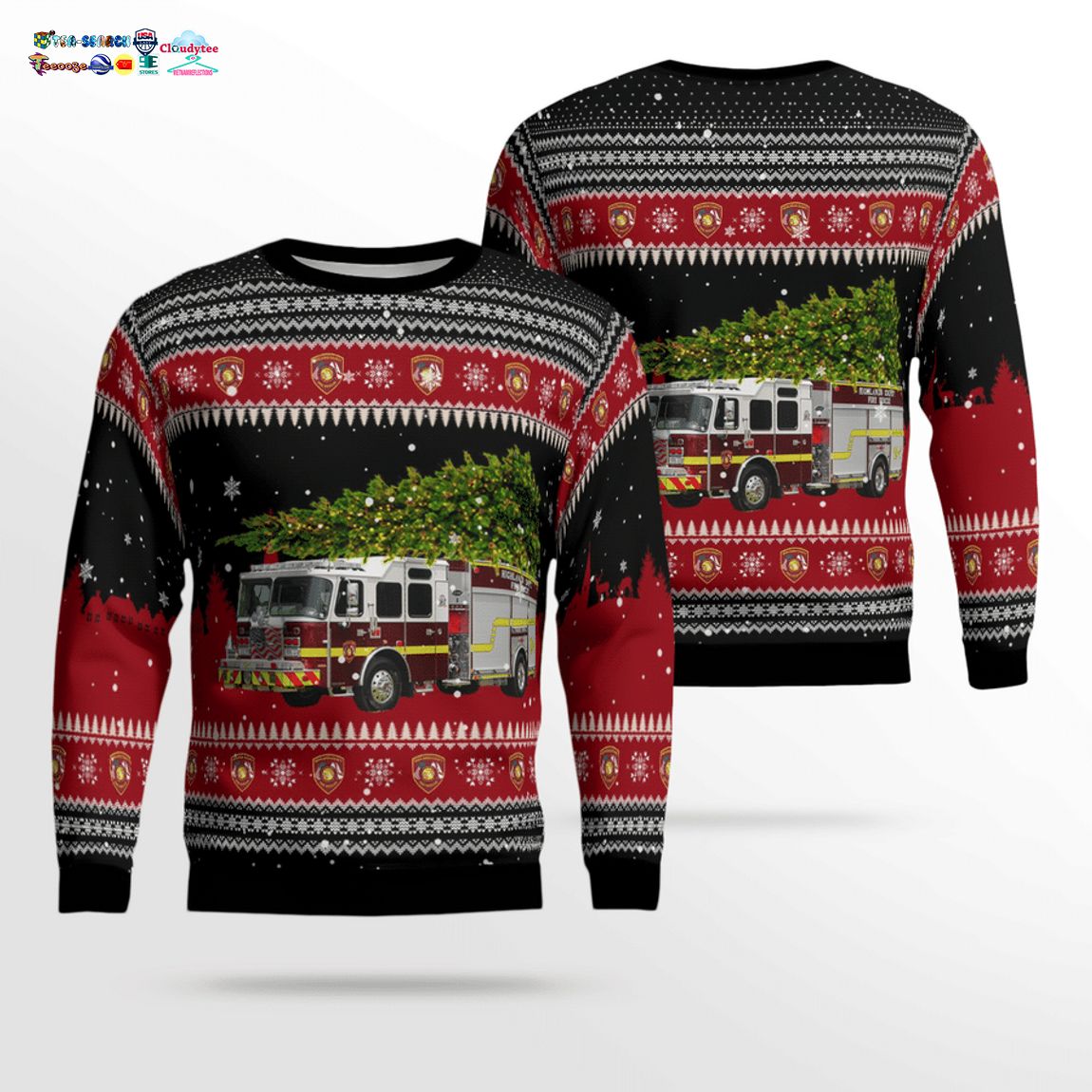 Florida Highlands County Fire Rescue 3D Christmas Sweater - Out of the world