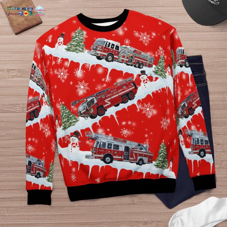Florida NASA Kennedy Space Center Fire Rescue 3D Christmas Sweater - Nice Pic