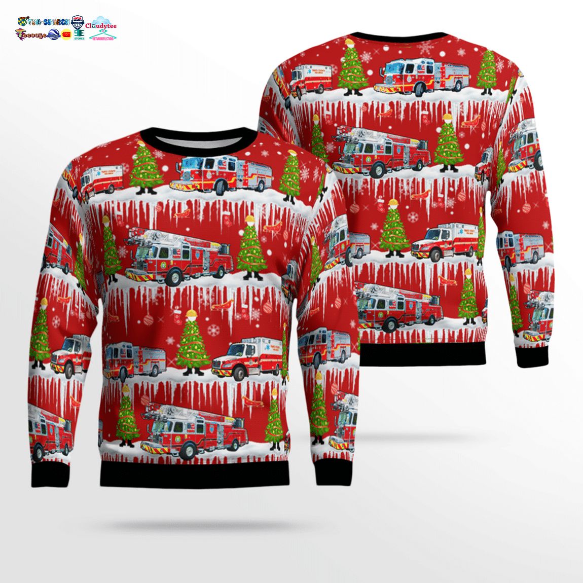 Florida Pasco County Fire Rescue Ver 2 3D Christmas Sweater - Awesome Pic guys