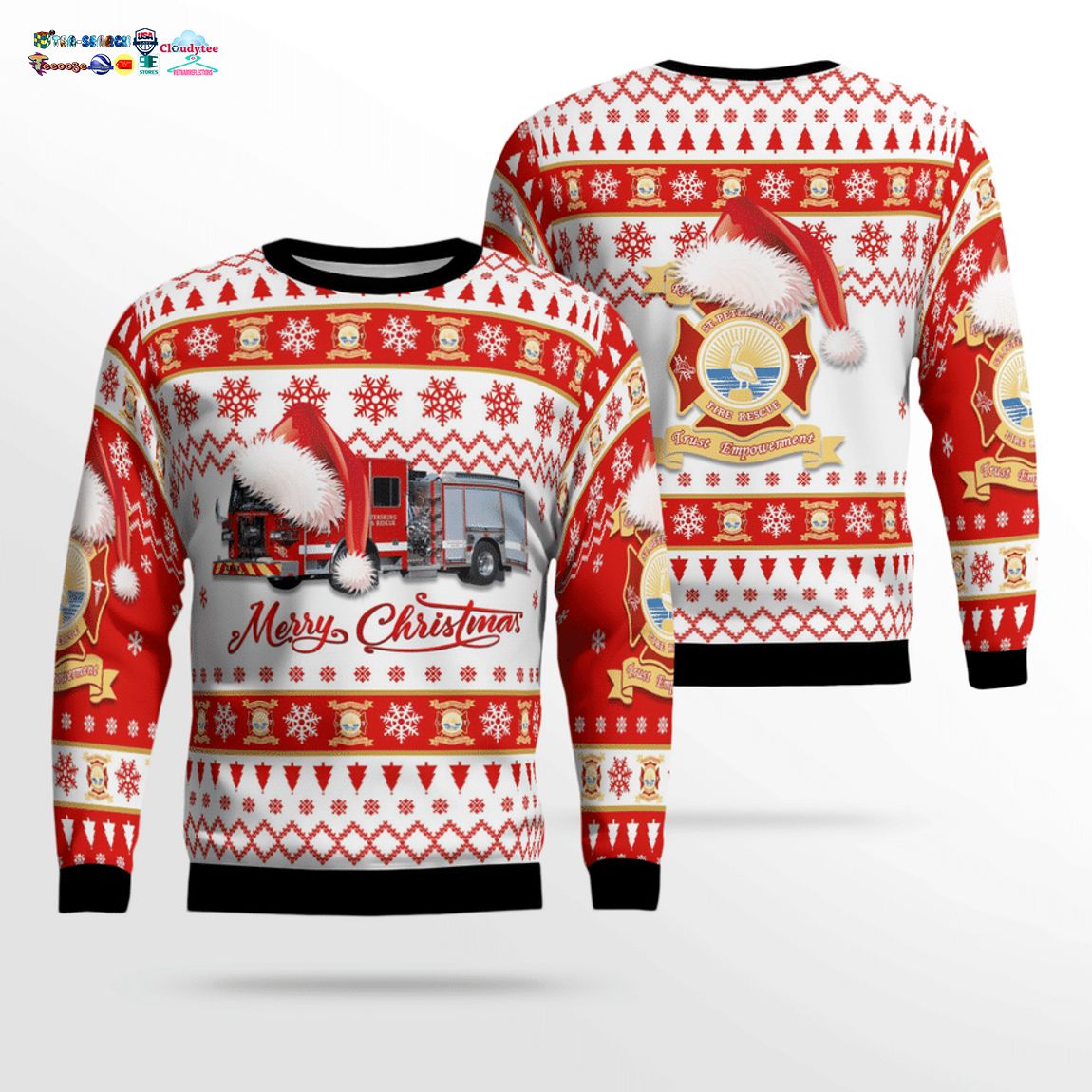 Florida St. Petersburg Fire Rescue 3D Christmas Sweater