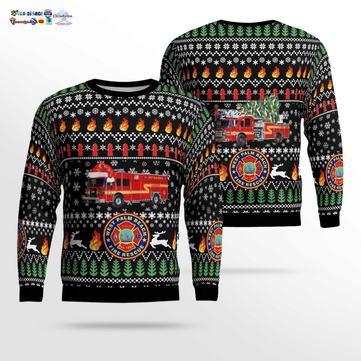 Florida West Palm Beach Fire Department 3D Christmas Sweater - Cool look bro