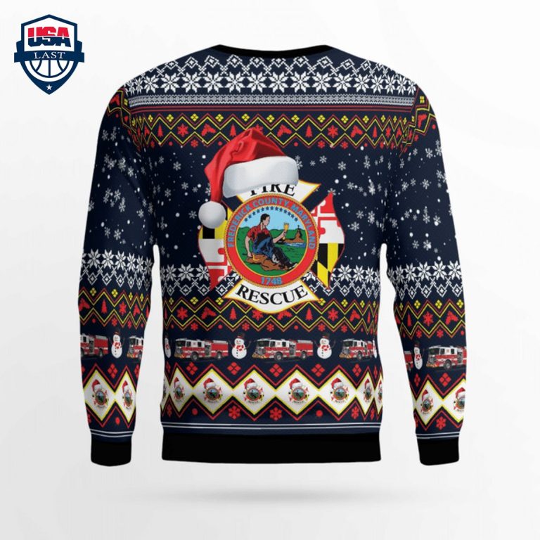 Frederick County Fire And Rescue 3D Christmas Sweater - Generous look