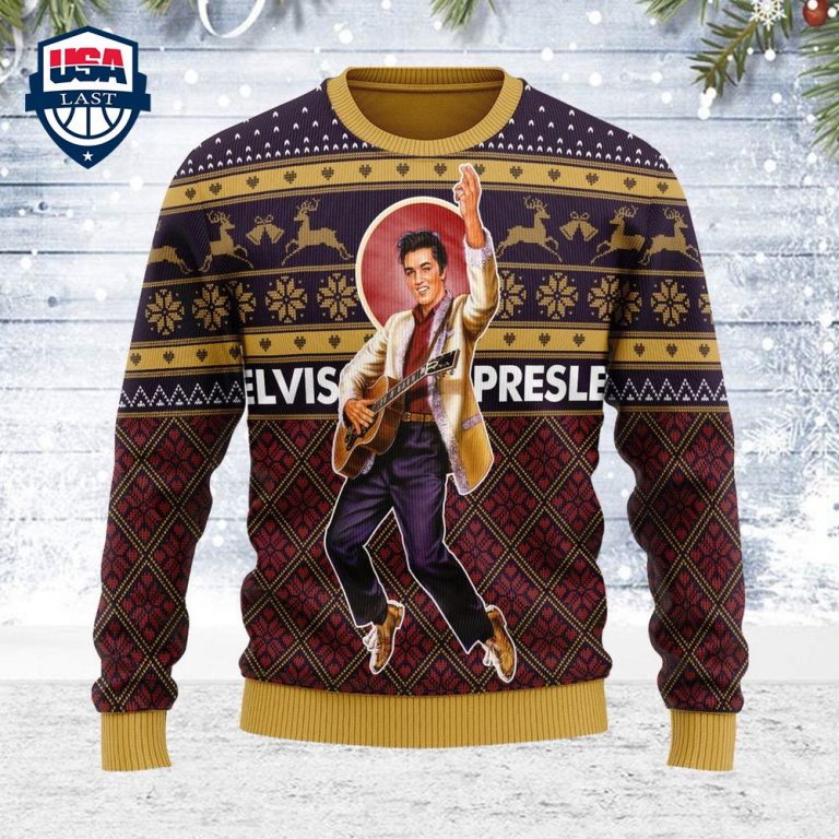 Gearhomie Elvis Presley Ugly Christmas Sweater - Studious look