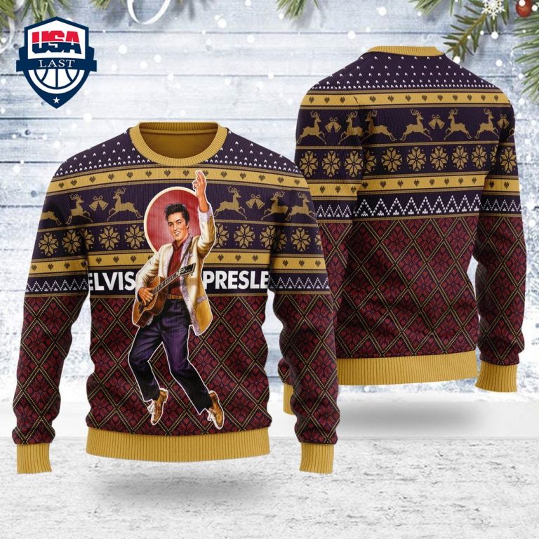 Gearhomie Elvis Presley Ugly Christmas Sweater - Nice shot bro
