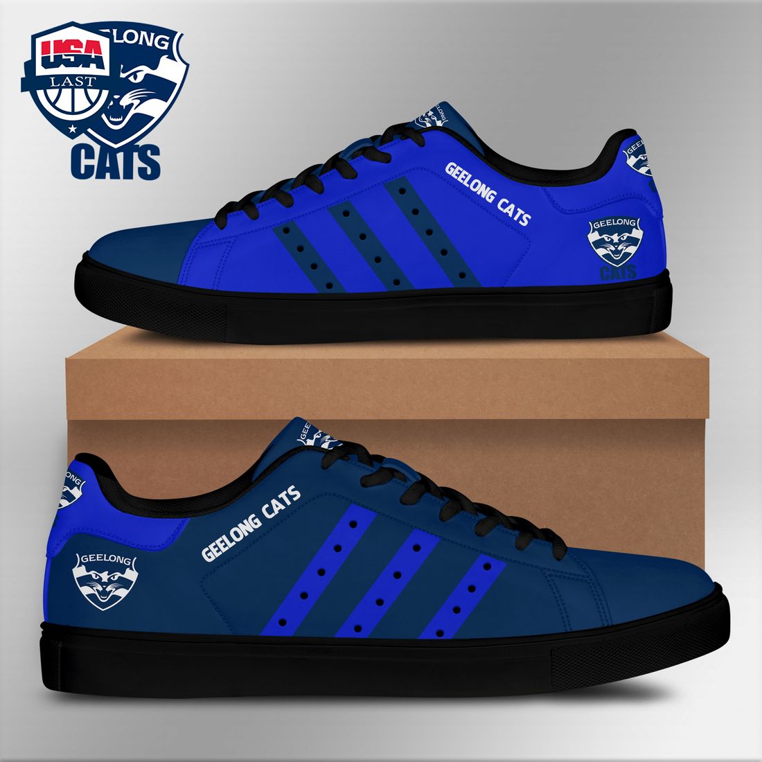 Geelong Cats Blue Navy Stripes Stan Smith Low Top Shoes – Saleoff
