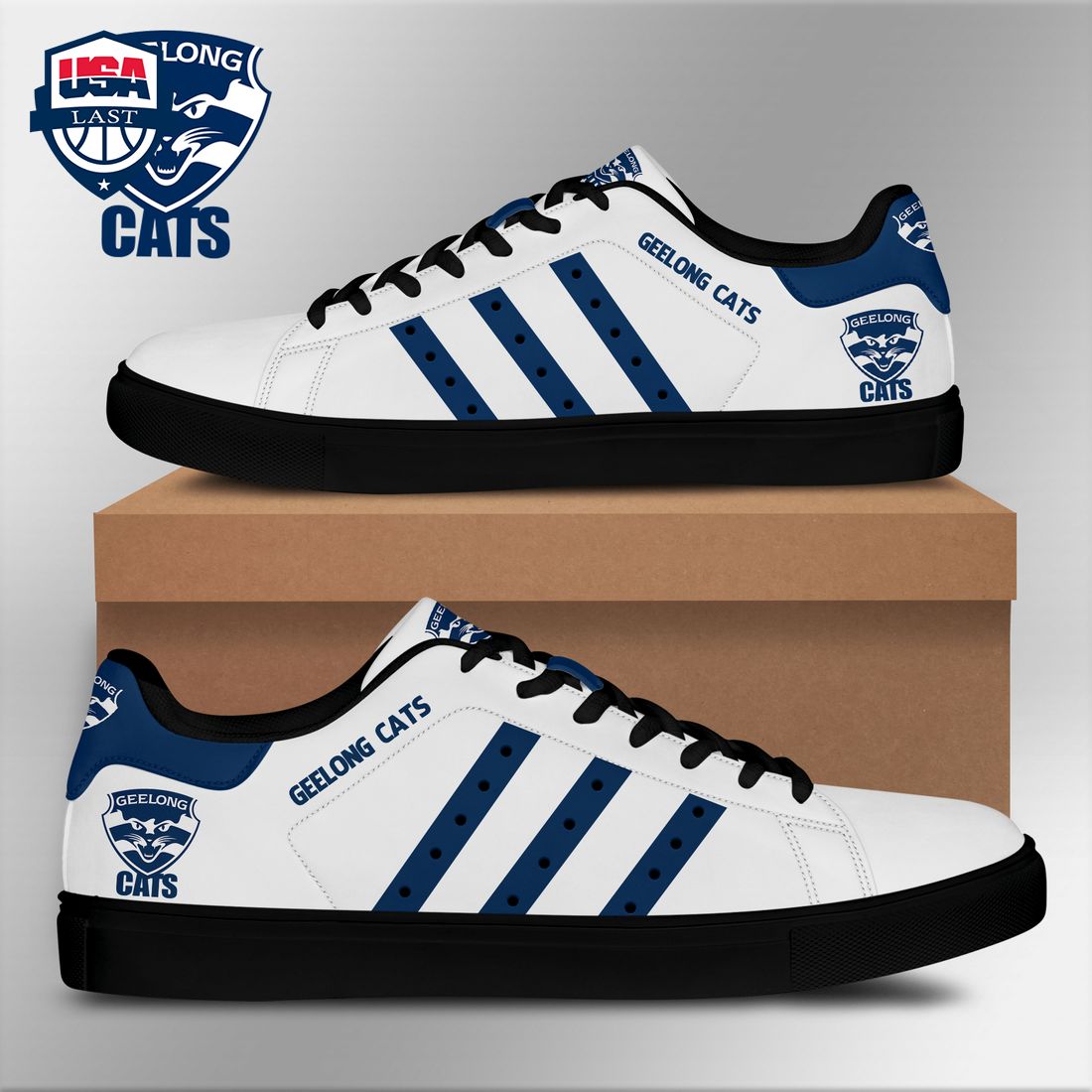 Geelong Cats Navy Stripes Stan Smith Low Top Shoes – Saleoff