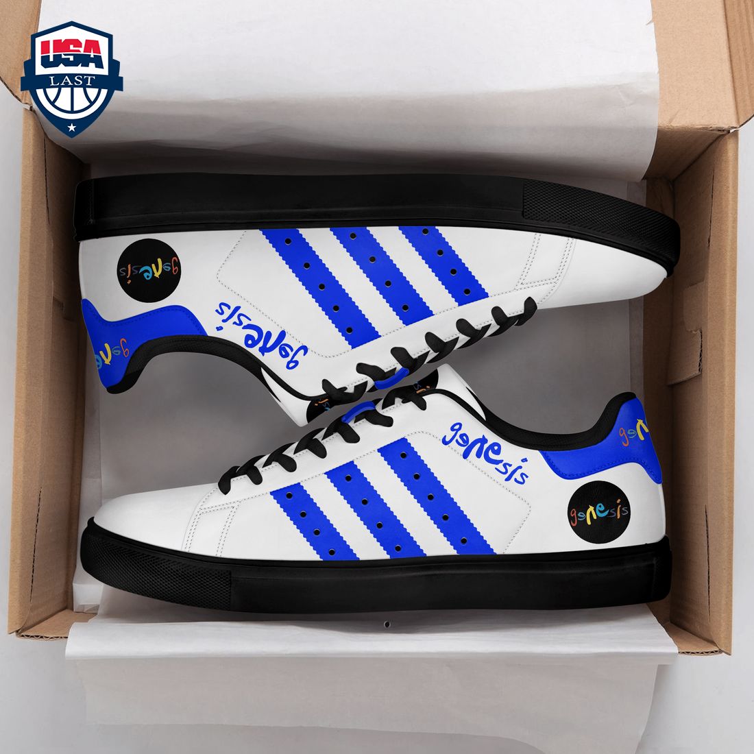Genesis Blue Stripes Style 1 Stan Smith Low Top Shoes – Saleoff