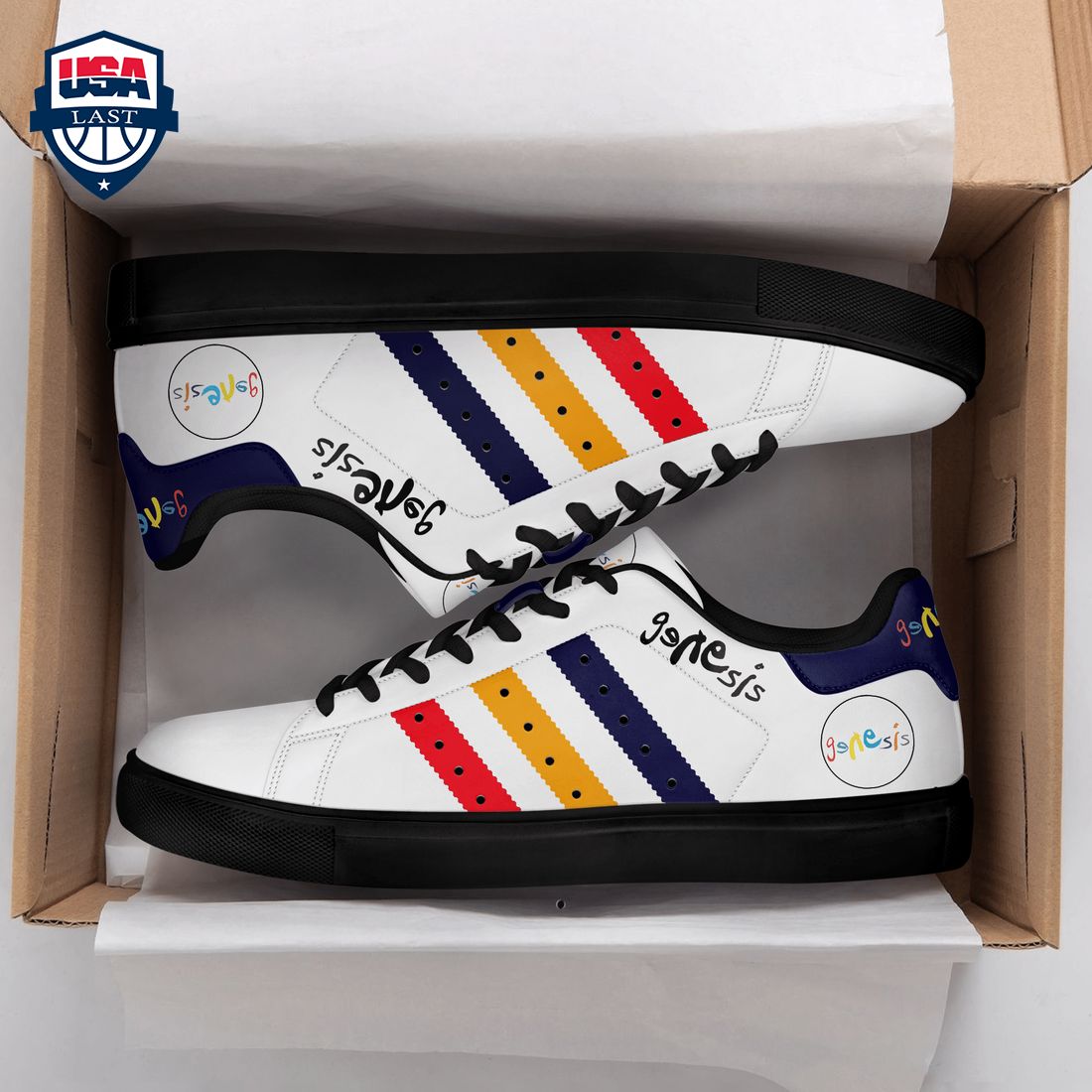 Genesis Navy Yellow Red Stripes Stan Smith Low Top Shoes – Saleoff