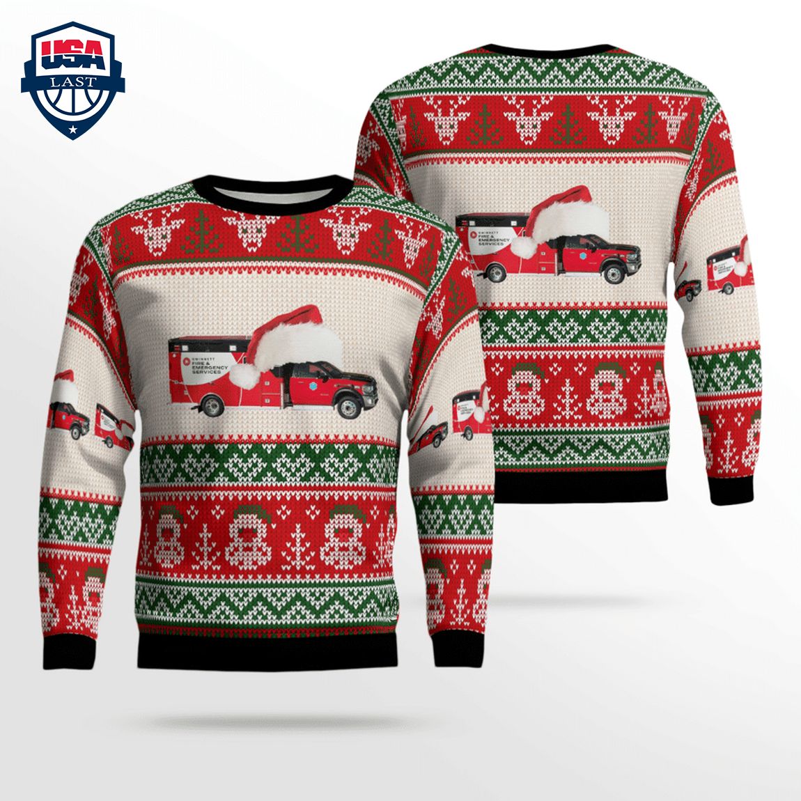 Georgia Gwinnett County Fire & Emergency Services 3D Christmas Sweater – Saleoff