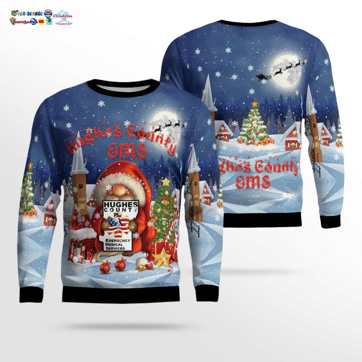 Gnome Hughes County EMS Ver 1 3D Christmas Sweater – Saleoff