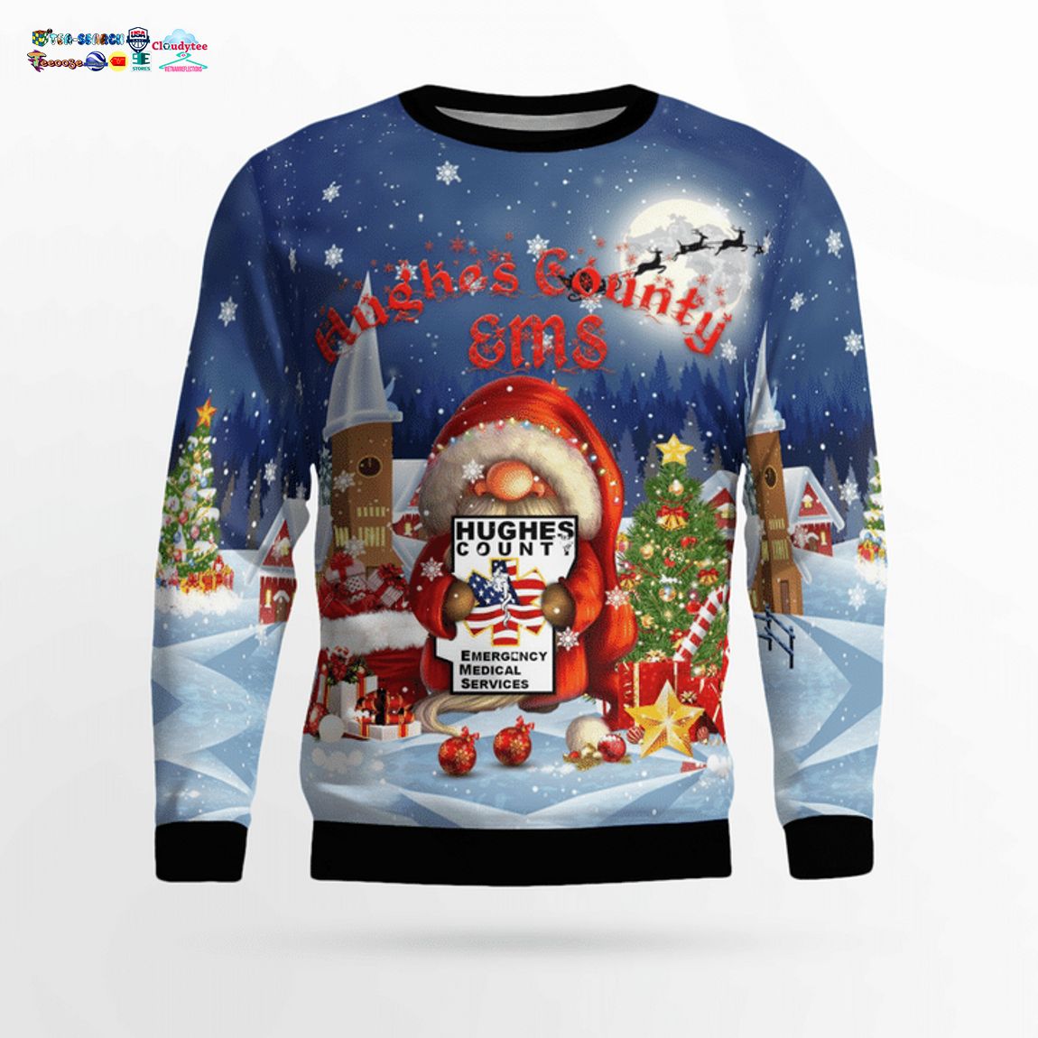 Gnome Hughes County EMS Ver 1 3D Christmas Sweater - Saleoff