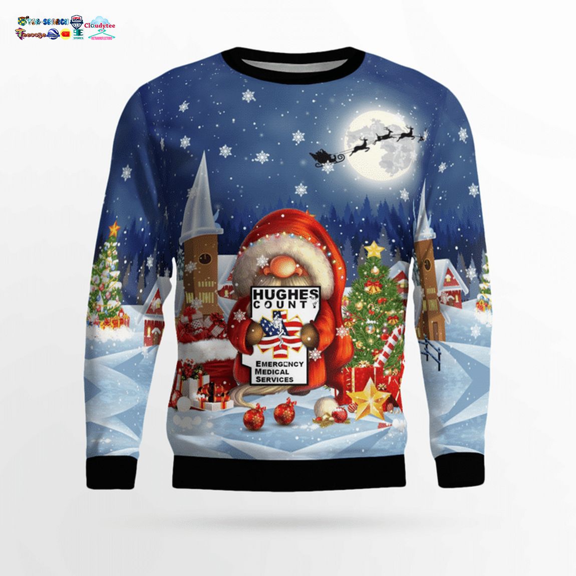 Gnome Hughes County EMS Ver 2 3D Christmas Sweater - Saleoff