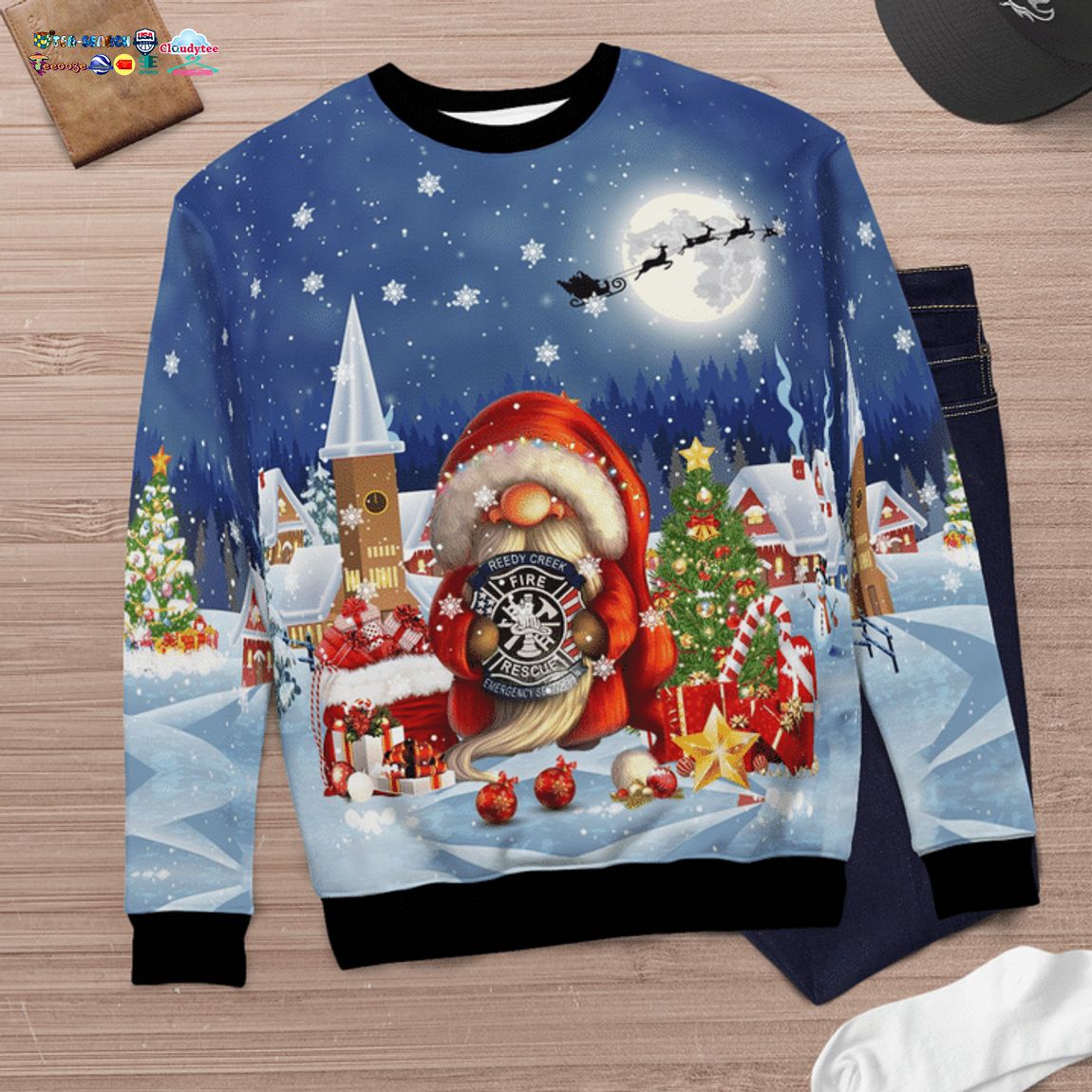 Gnome Reedy Creek Fire And Rescue Department EMS 3D Christmas Sweater