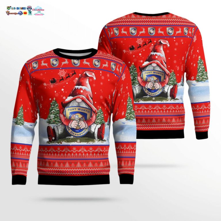 Gnome Texas Fort Worth Fire Department Ver 2 3D Christmas Sweater - Long time