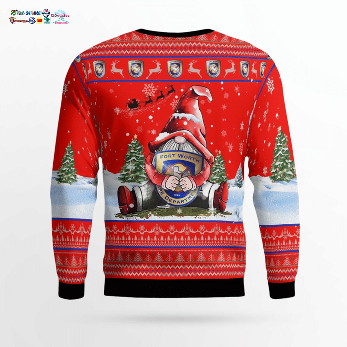 Gnome Texas Fort Worth Fire Department Ver 2 3D Christmas Sweater - Saleoff