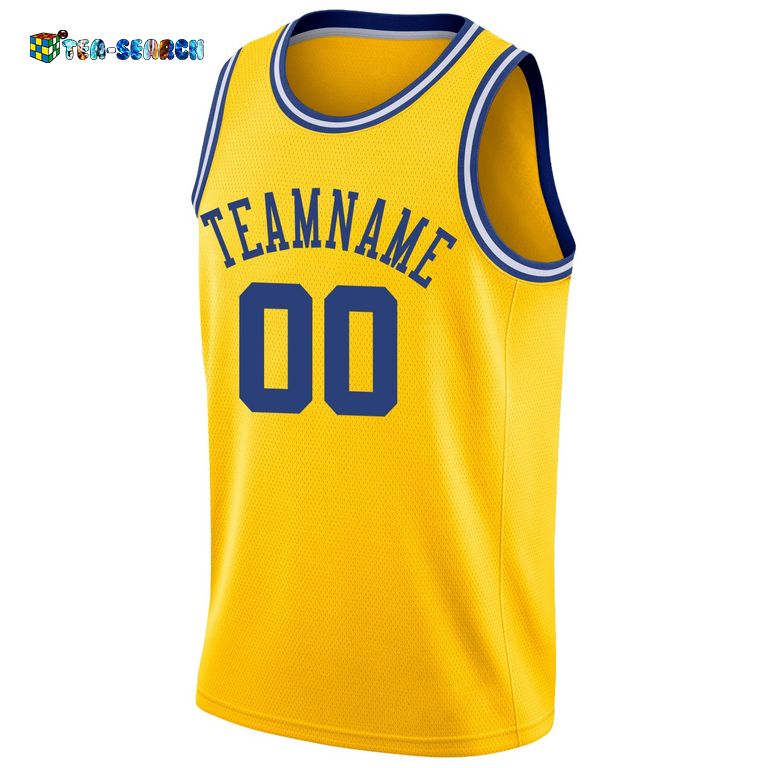 Gold Royal-white Round Neck Rib-knit Basketball Jersey - Best click of yours