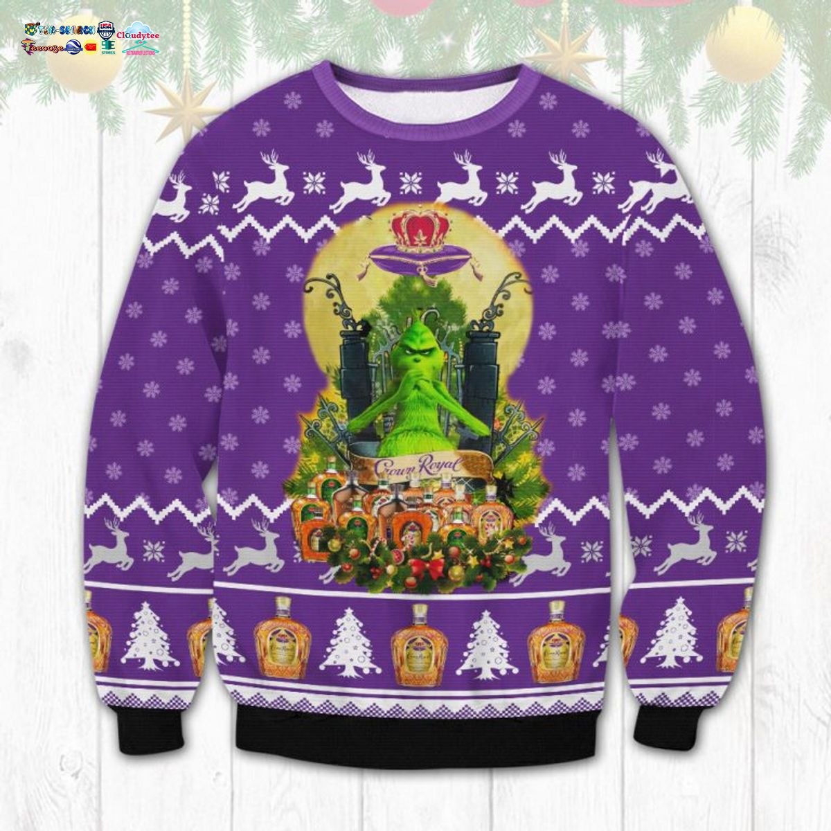 Grinch Crown Royal Ugly Christmas Sweater