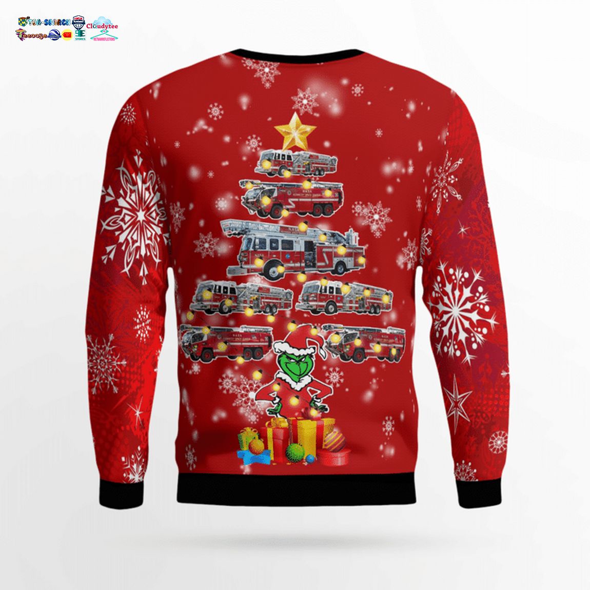 Grinch Florida NASA Kennedy Space Center Fire Rescue 3D Christmas Sweater