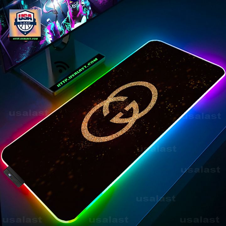 Gucci Gold Glitter Logo Led Mouse Pad - Eye soothing picture dear