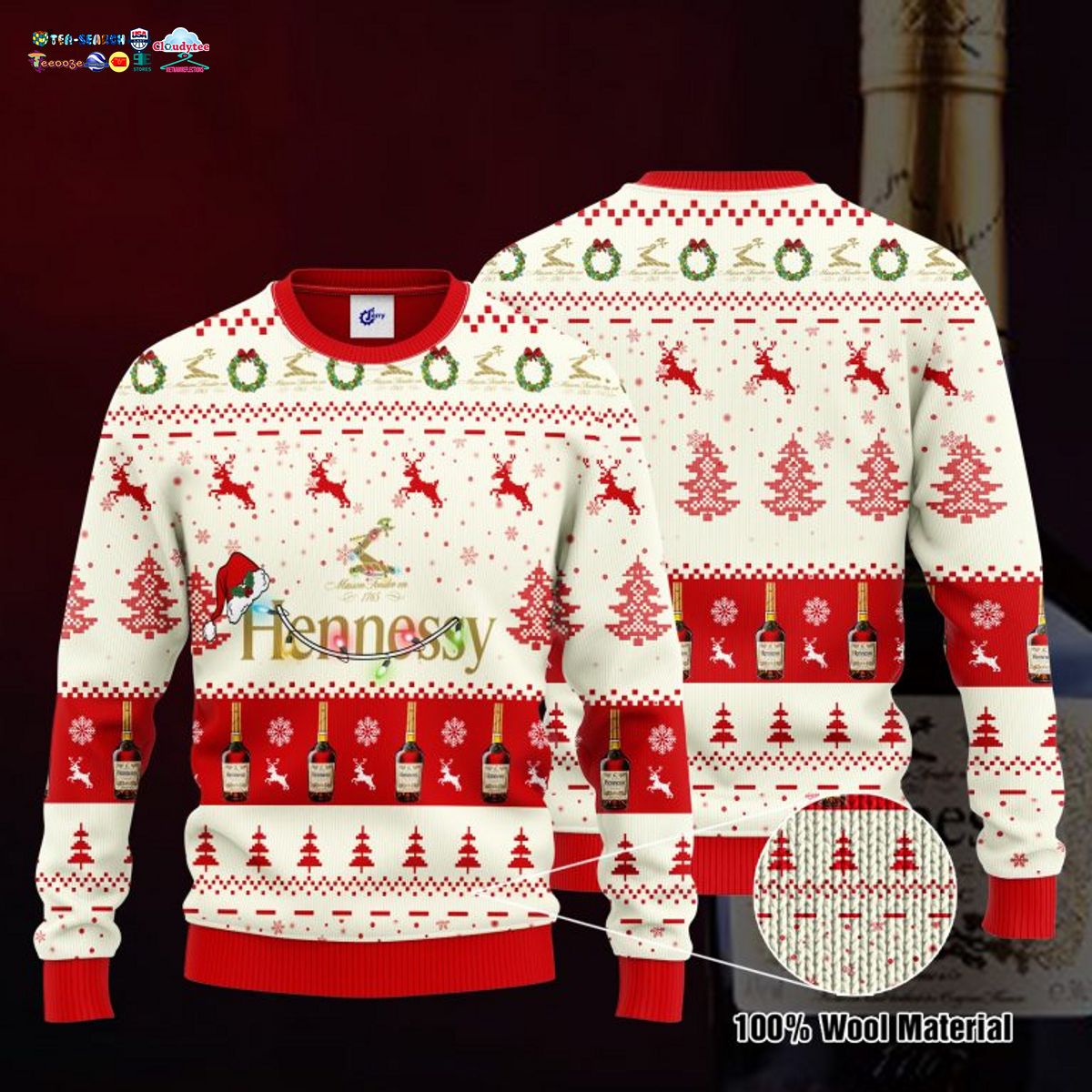 Hennessy Santa Hat Ugly Christmas Sweater
