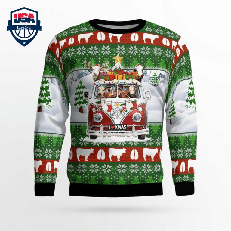 Hereford Cattle 3D Christmas Sweater - Generous look