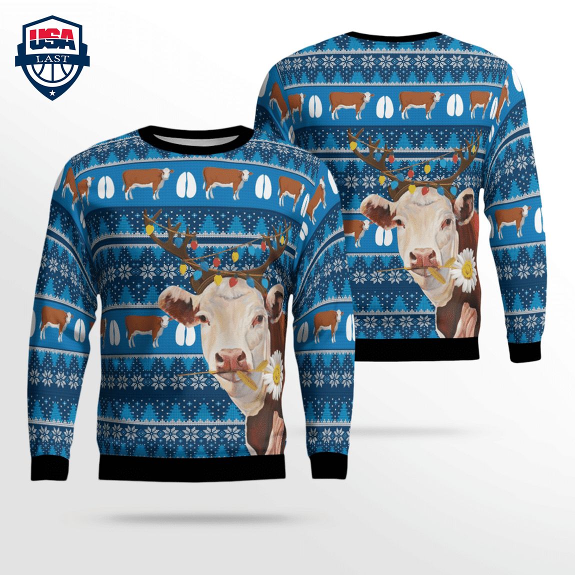 Hereford Cattle Christmas Light 3D Christmas Sweater – Saleoff