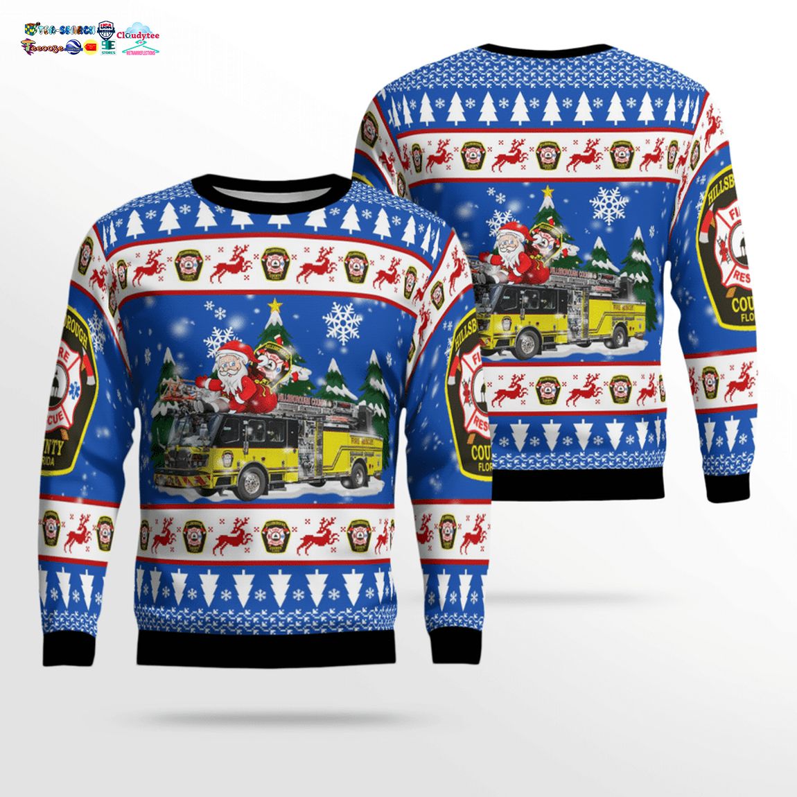 Hillsborough County Fire Department 3D Christmas Sweater