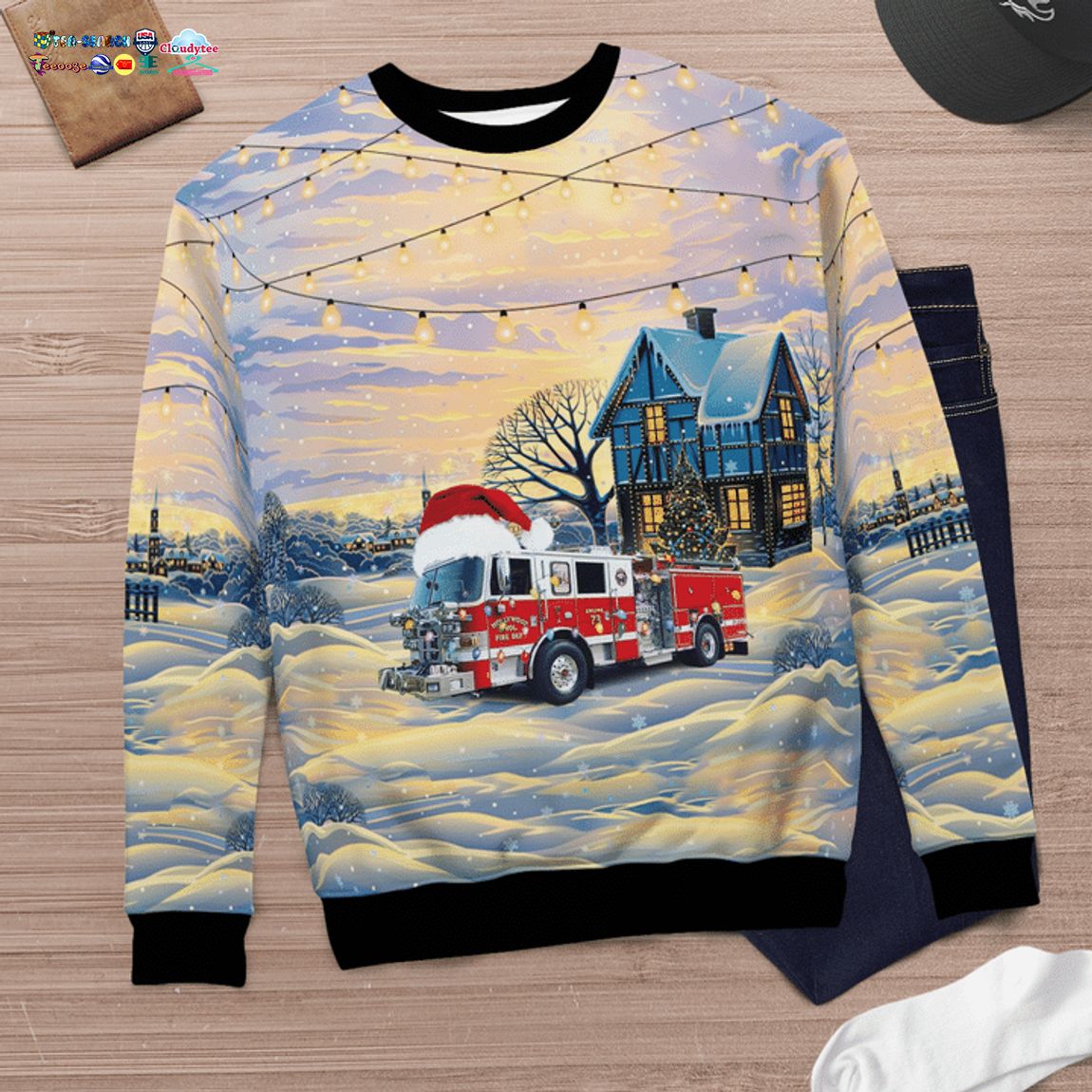Hollywood Volunteer Fire Department 3D Christmas Sweater - Saleoff