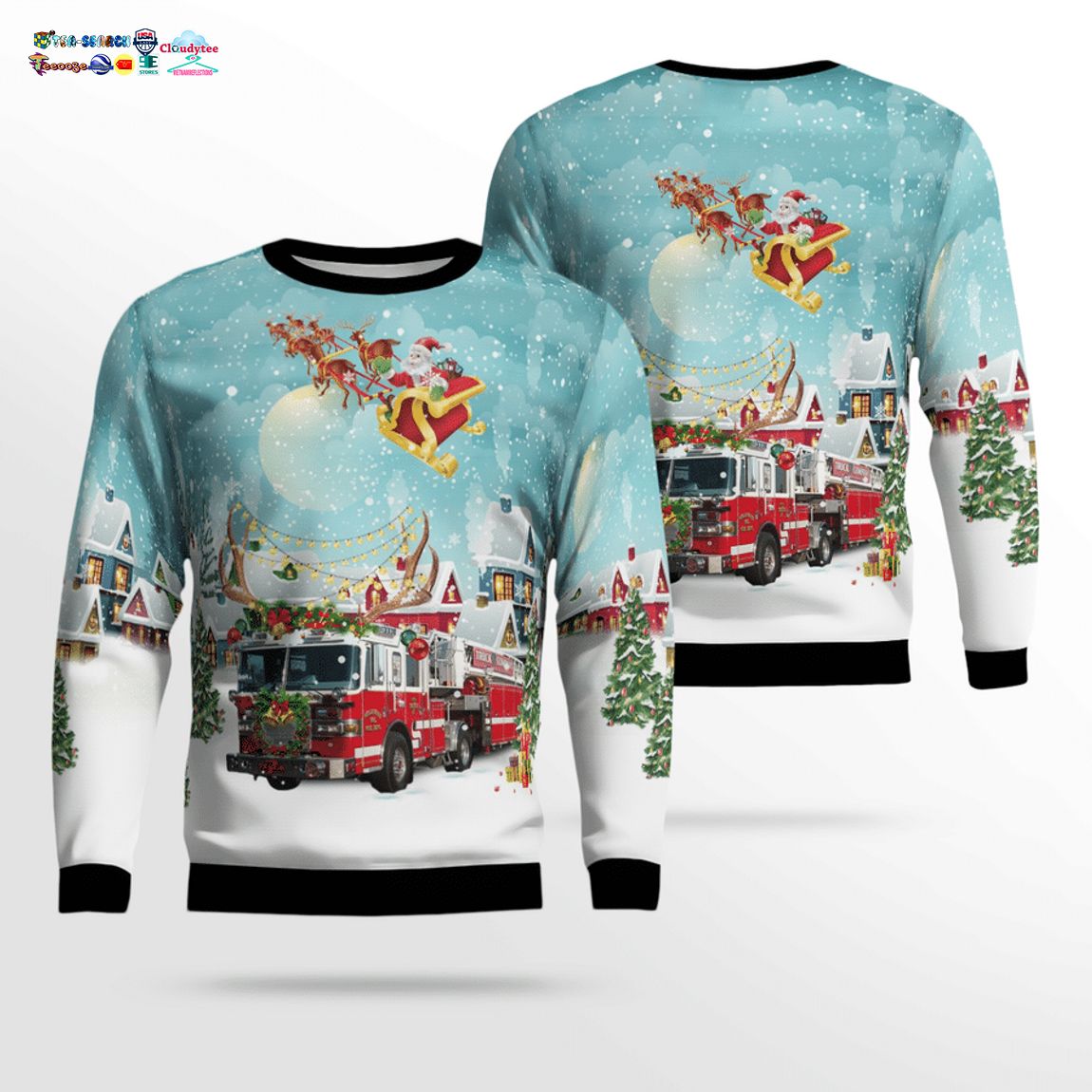 Hollywood Volunteer Fire Department Ver 2 3D Christmas Sweater